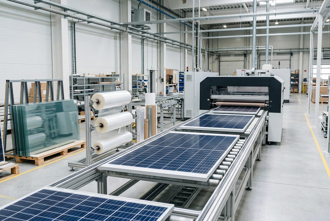 Solar module lamination line